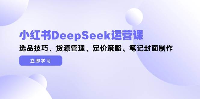 小红书DeepSeek运营课，选品技巧、货源管理、定价策略、笔记封面制作-白戈学堂