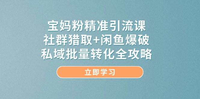 宝妈粉精准引流课，社群猎取+闲鱼爆破，私域批量转化全攻略-白戈学堂