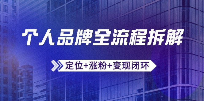 （14799期）个人品牌全流程拆解：定位+涨粉+变现闭环，微信生态运营与资源整合-白戈学堂