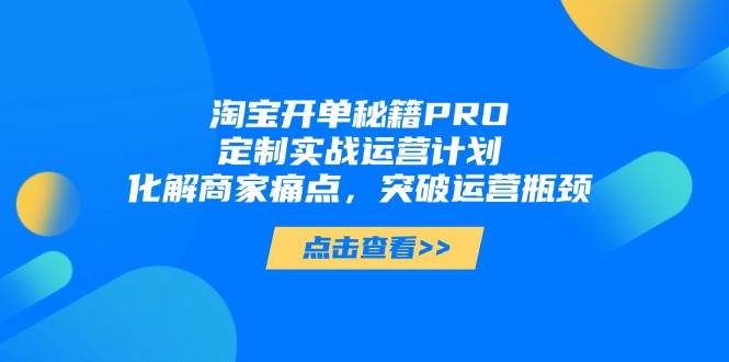 淘宝开单秘籍PRO，定制实战运营计划，化解商家痛点，突破运营瓶颈-白戈学堂