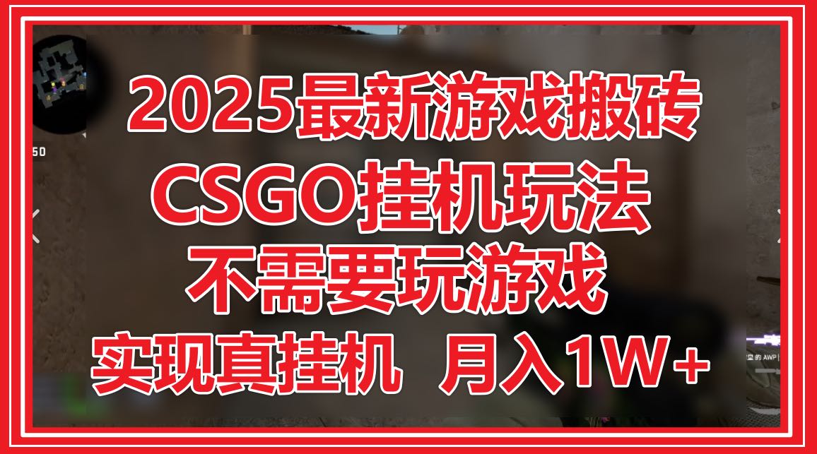 （14743期）2025最新游戏搬砖，CSGO挂机，不需要玩游戏，实现真挂机，月入1W+-白戈学堂